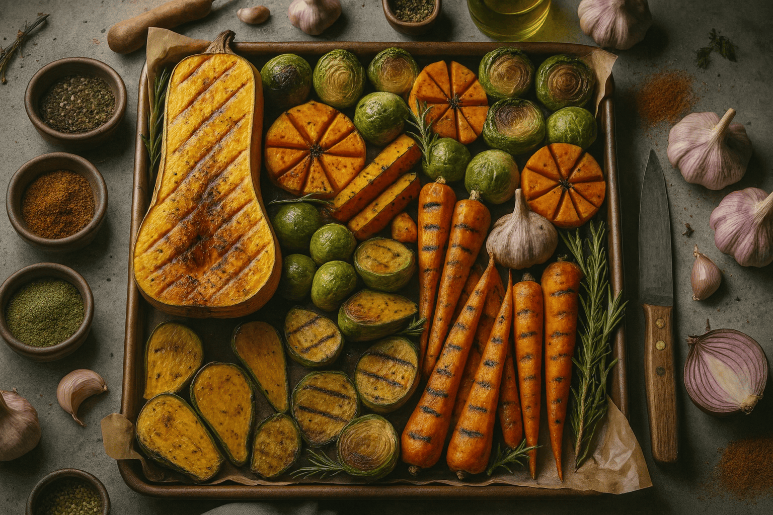 Légumes d'hiver grillés au barbecue avec cuisson parfaite