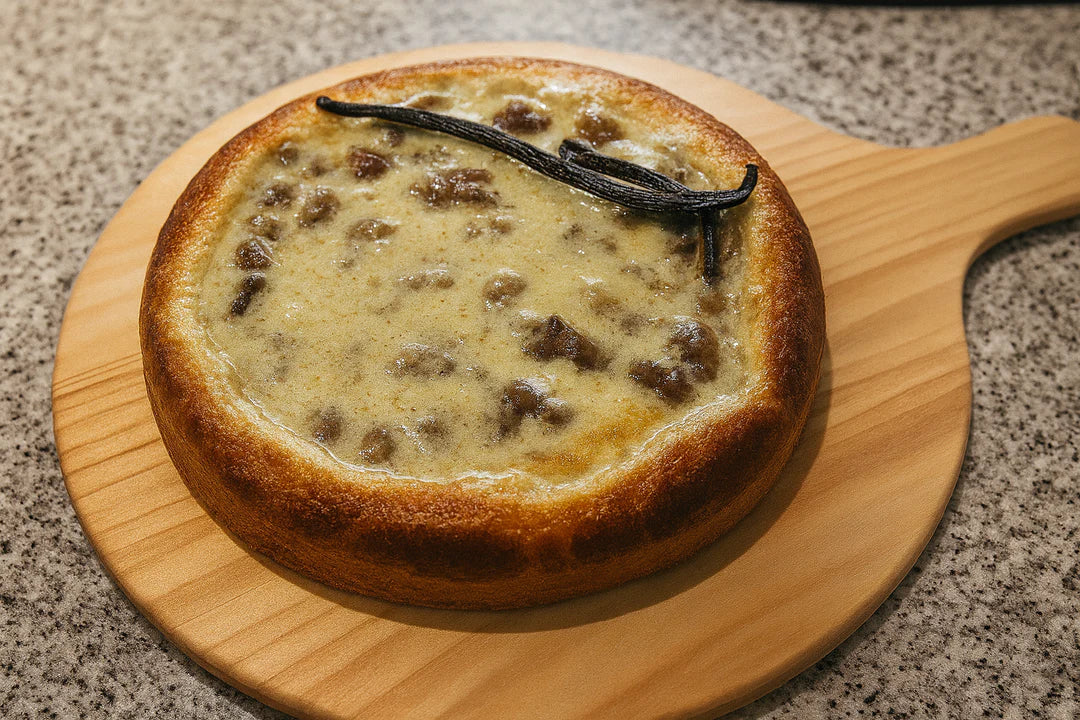 Tarte aux marrons dorée cuite au four à bois Maximus avec garniture