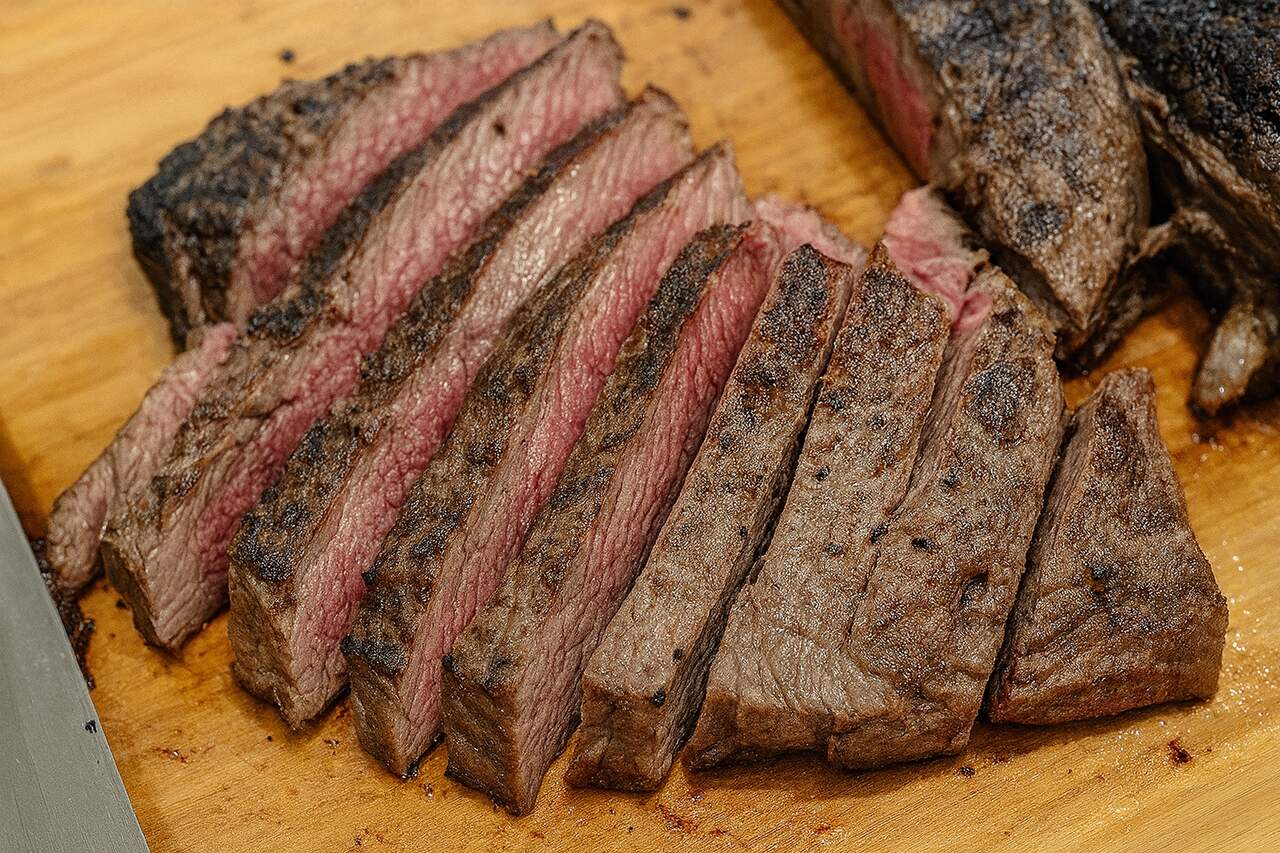 Différentes viandes grillées au barbecue avec portions par personne