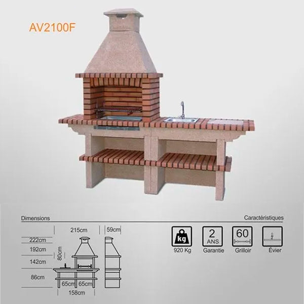 barbecue en kit avec evier inox av2100f