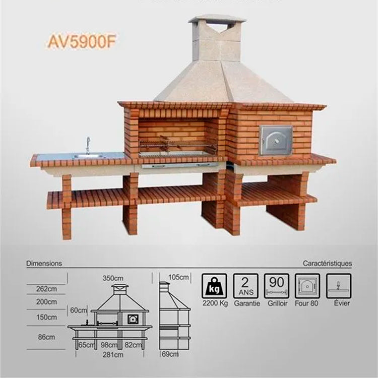 barbecue four a bois et evier av5900f
