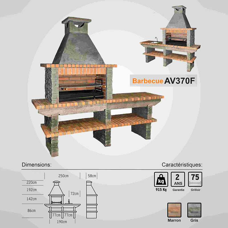 barbecue fixe en pierre reconstituee av370f