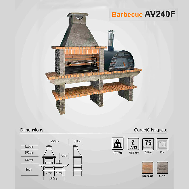 barbecue avec four a bois maximus av240f