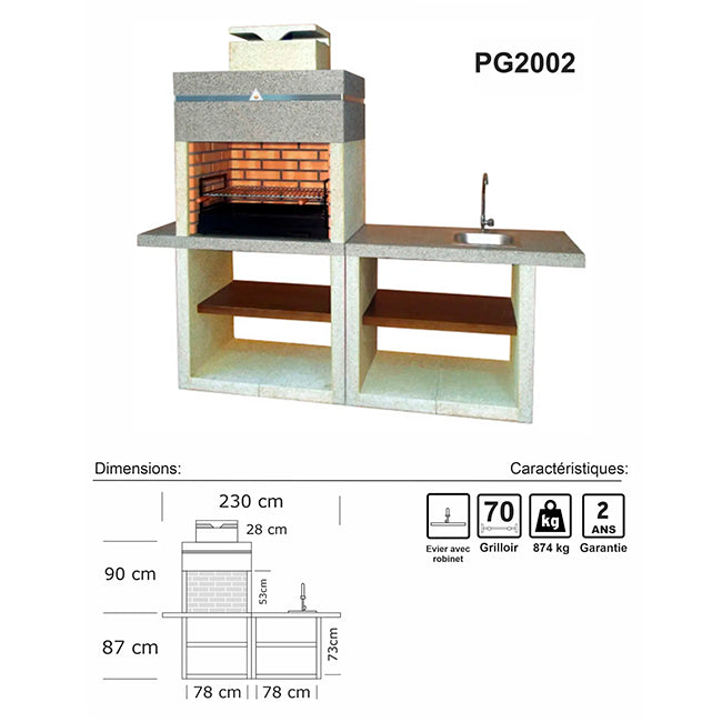 barbecue contemporain avec evier pg2002m