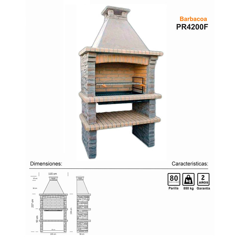 barbecue charbon en pierre pr4200f