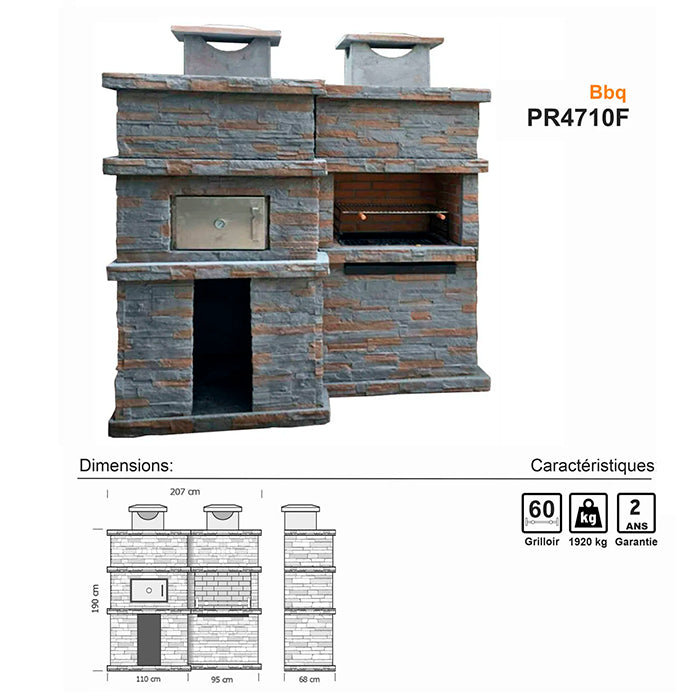 Barbecue en pierre PR4730F vue frontale