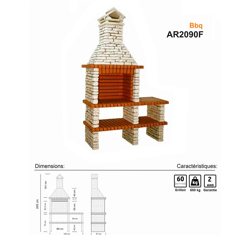 barbecue fixe en pierre ar2090f