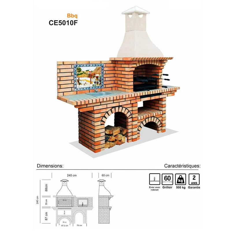 barbecue en briques avec evier ce5010f