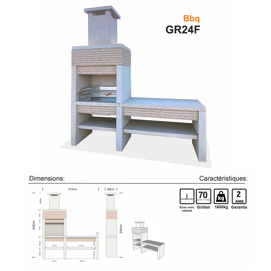 barbecue granit jardin du portugal gr24f