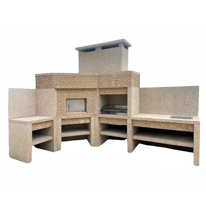 barbecue en granit avec four a pizza d angle gr43f