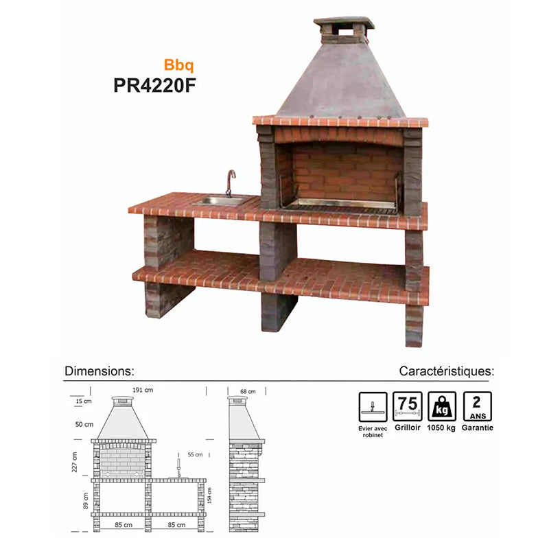 barbecue fixe en pierre impexfire pr4220f