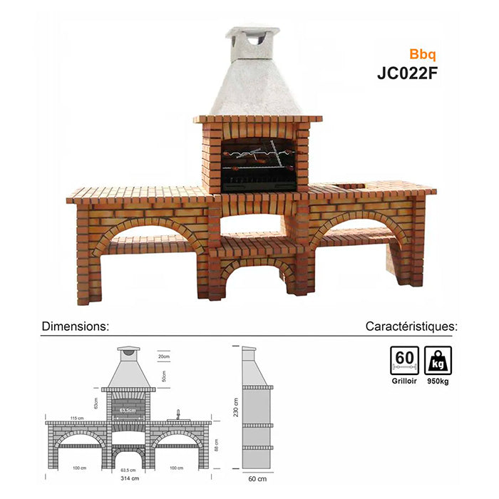 barbecue en brique avec evier jc022f