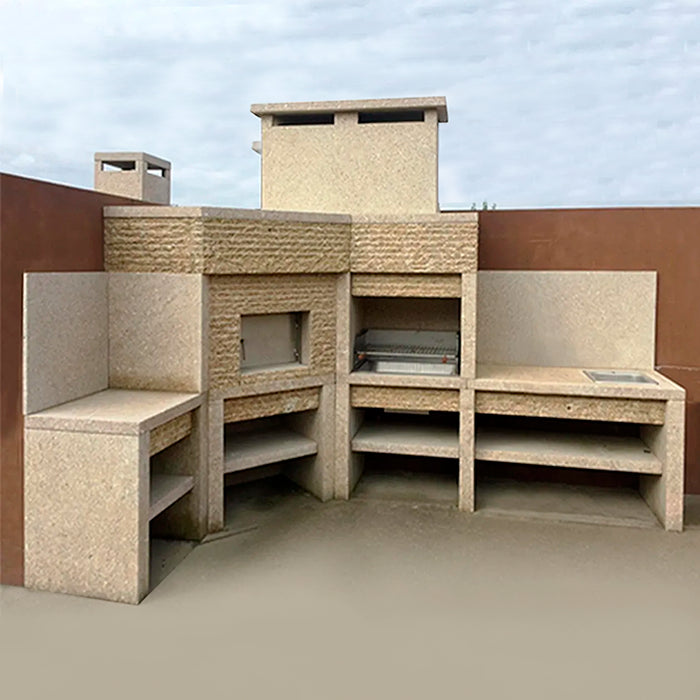 barbecue en granit avec four a pizza d angle gr43f