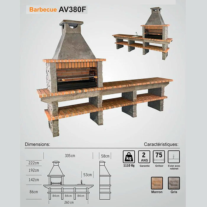 barbecue pierre fixe av380f