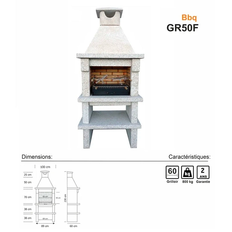 Barbecue GR50F en granit portugais