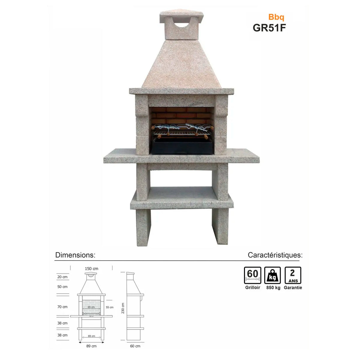 Barbecue GR51F installé