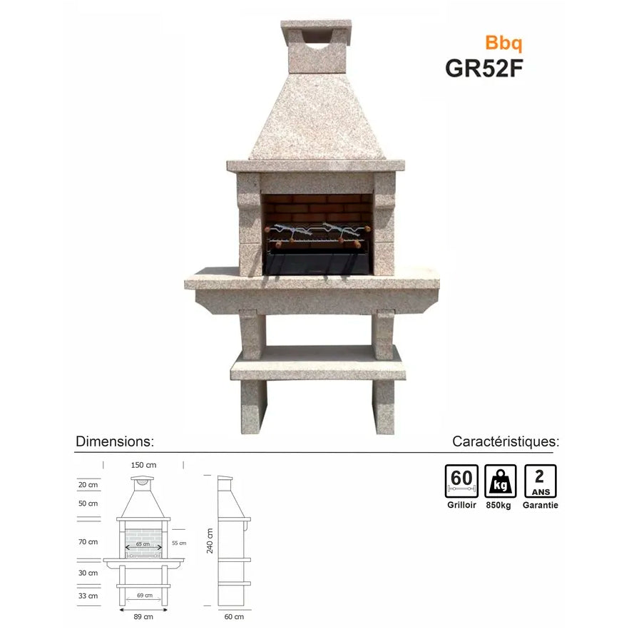 Barbecue GR52F vue latérale