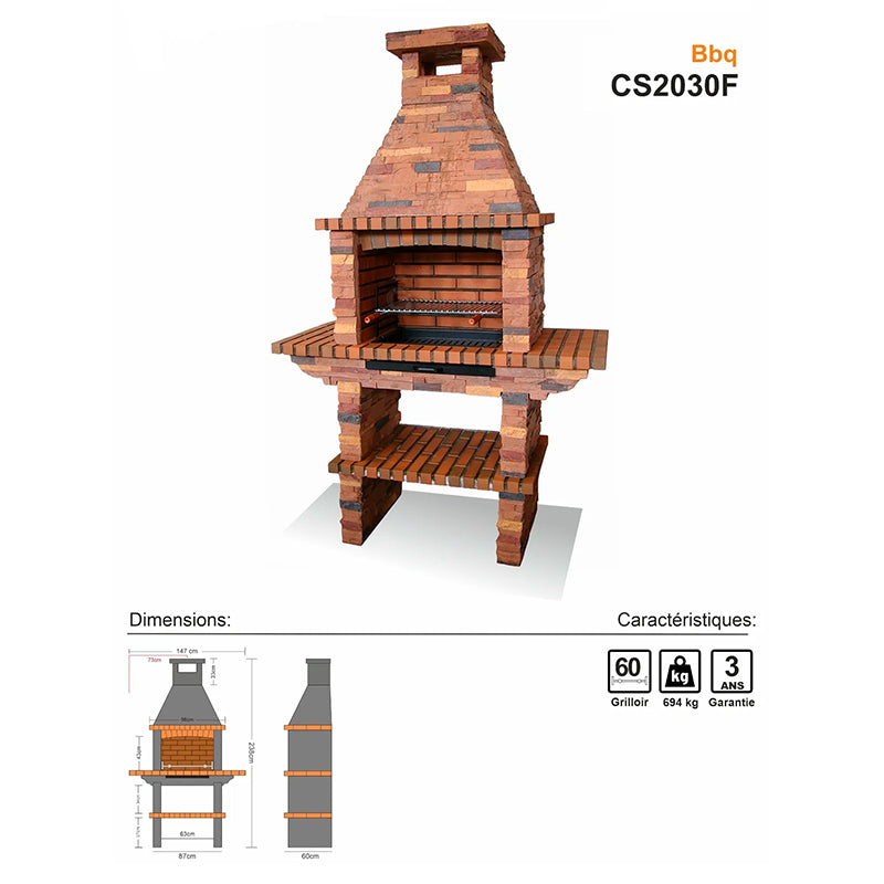 barbecue en pierre au charbon cs2030f