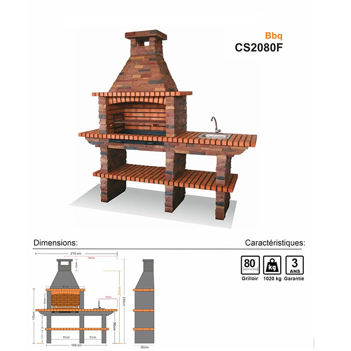 barbecue portugais en pierre avec evier cs2080f