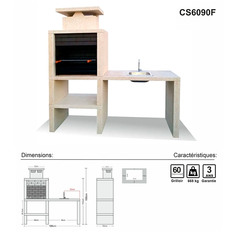barbecue avec evier contemporain cs6090f