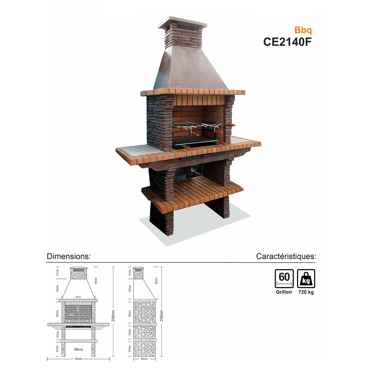 barbecue portugais pour jardin ce2140f