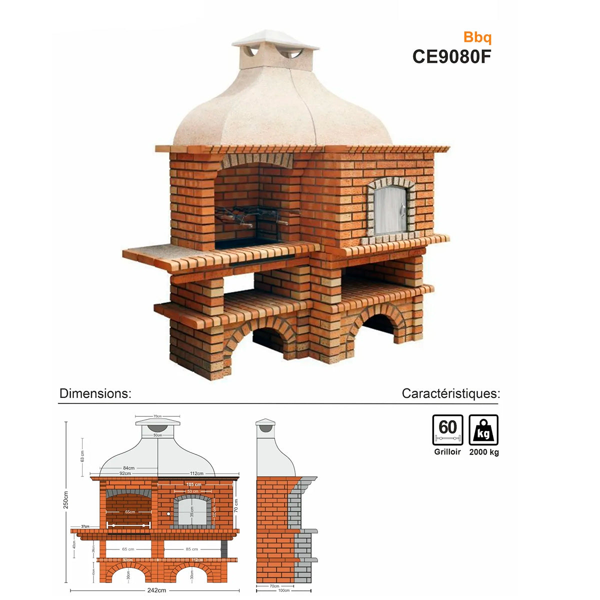barbecue en brique avec four ce9080f