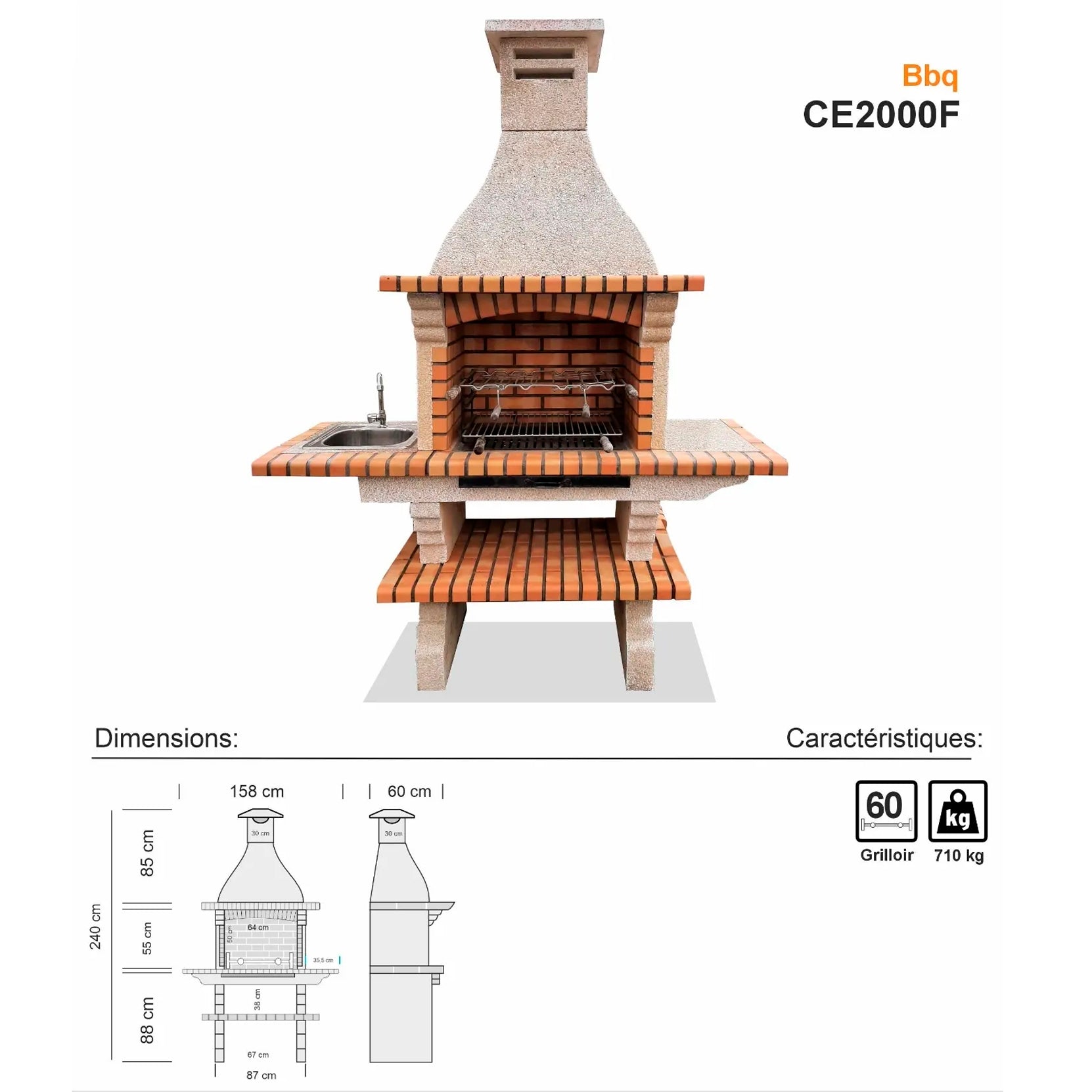 barbecue en kit de jardin ce2000f