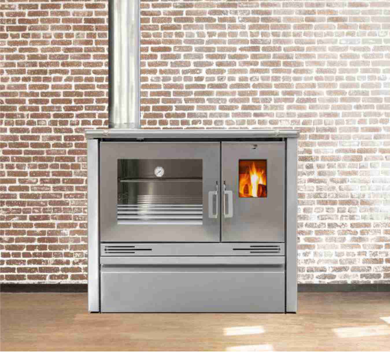 cuisiniere a bois inox hugo pf005f