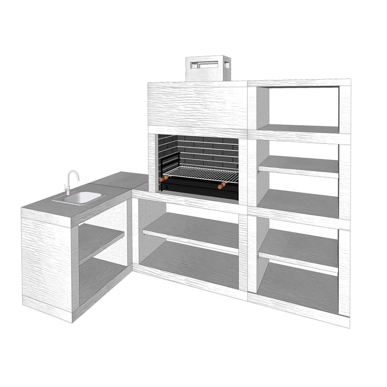 Barbecue Moderne d'angle AV14B