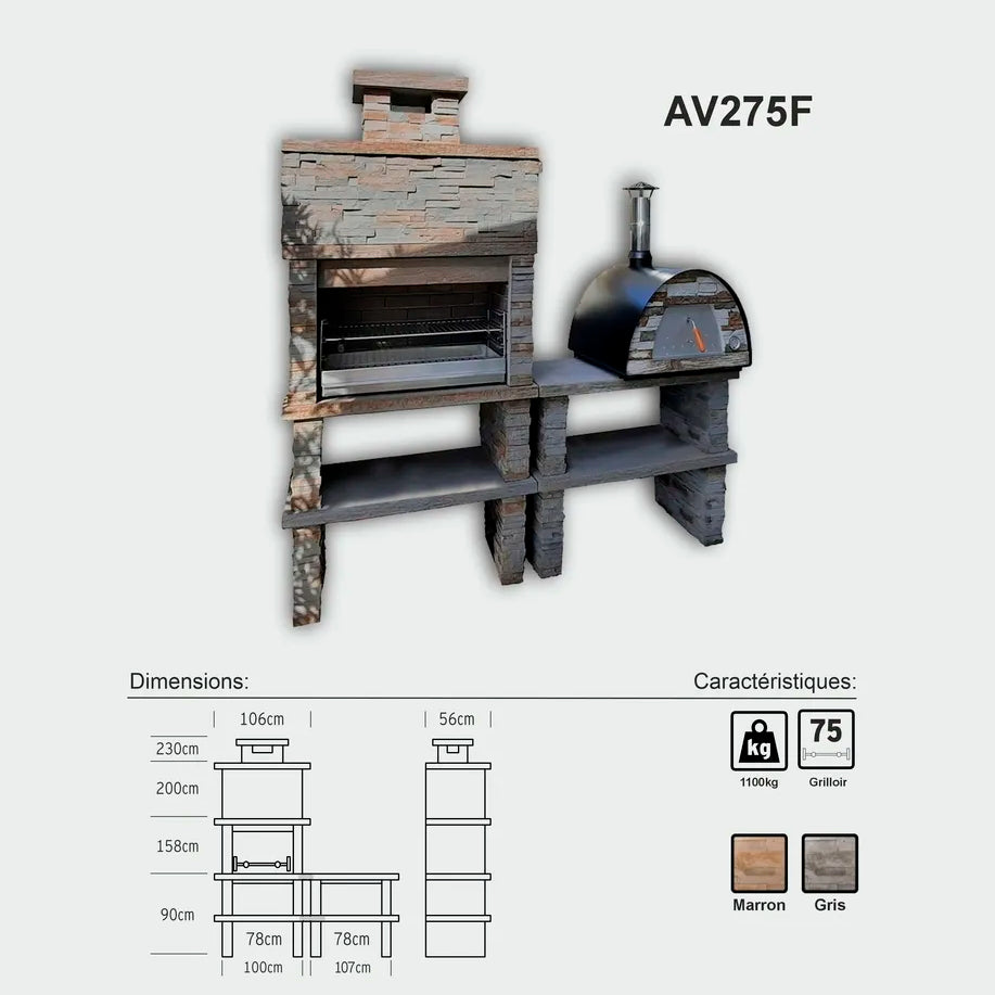 barbecue en pierre reconstituee avec evier av275f