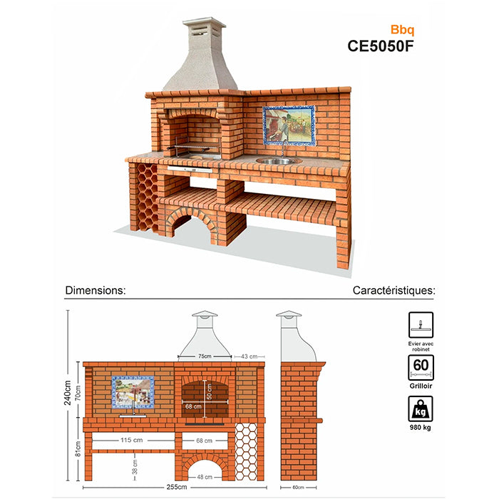 barbecue en brique avec evier ce5050f