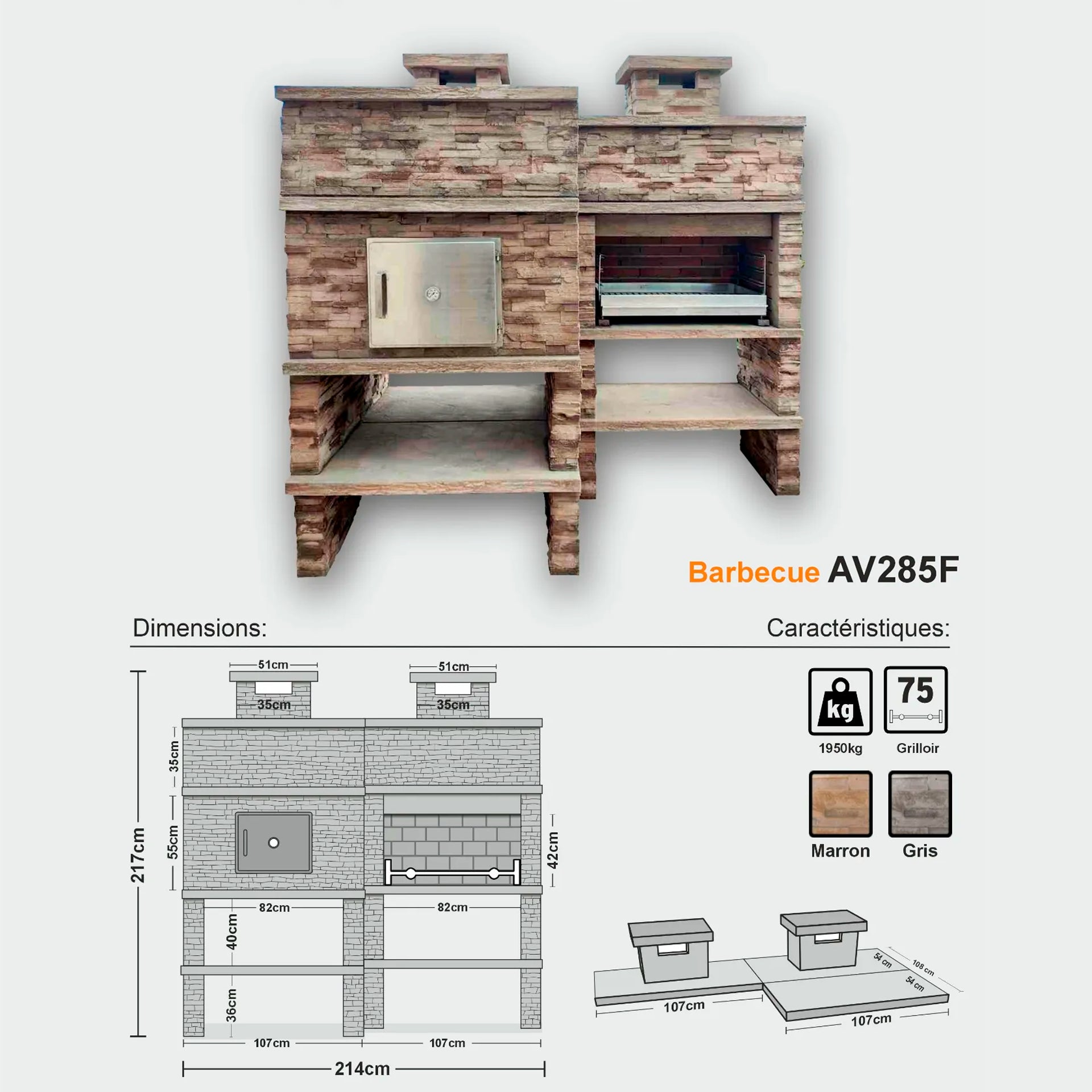 barbecue en beton avec four a bois av285f