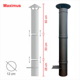 Cheminée INOX Anthracite Complète pour MAXIMUS 70cm AC76F