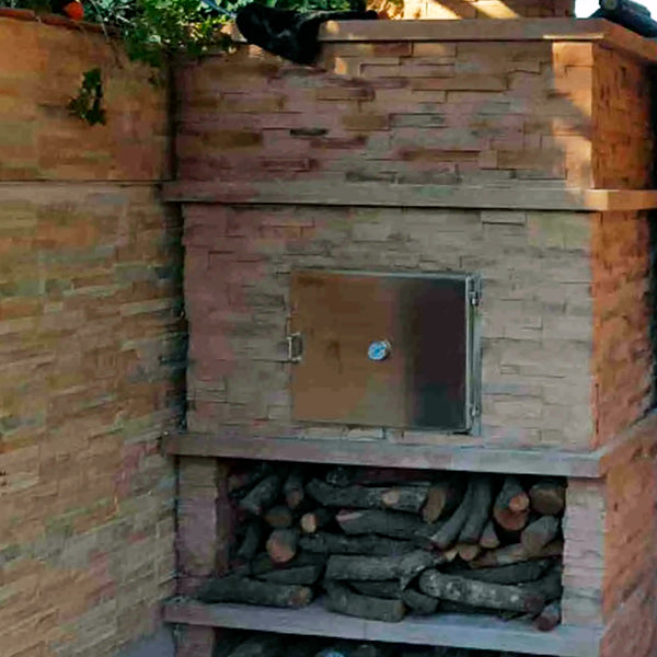 Détail de la porte du four à pizza et à pain AV285D