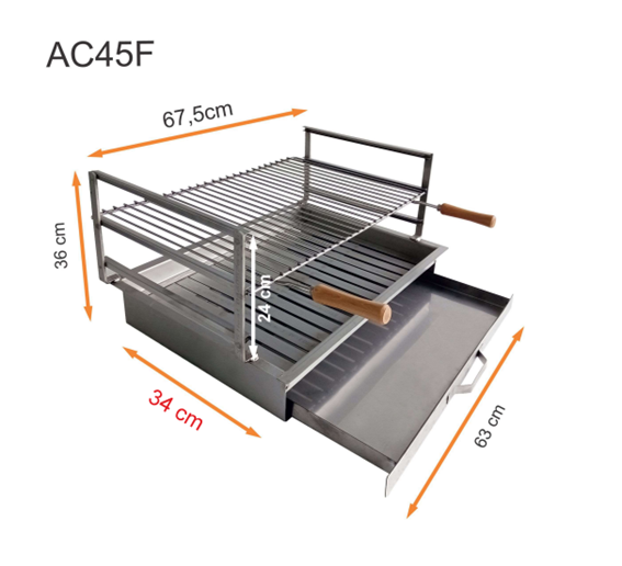 Grille en acier inoxydable 63x44 AC45F dimensions techniques