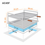 Upotettava ruostumattomasta teräksestä valmistettu grilli 70x38 AC45F