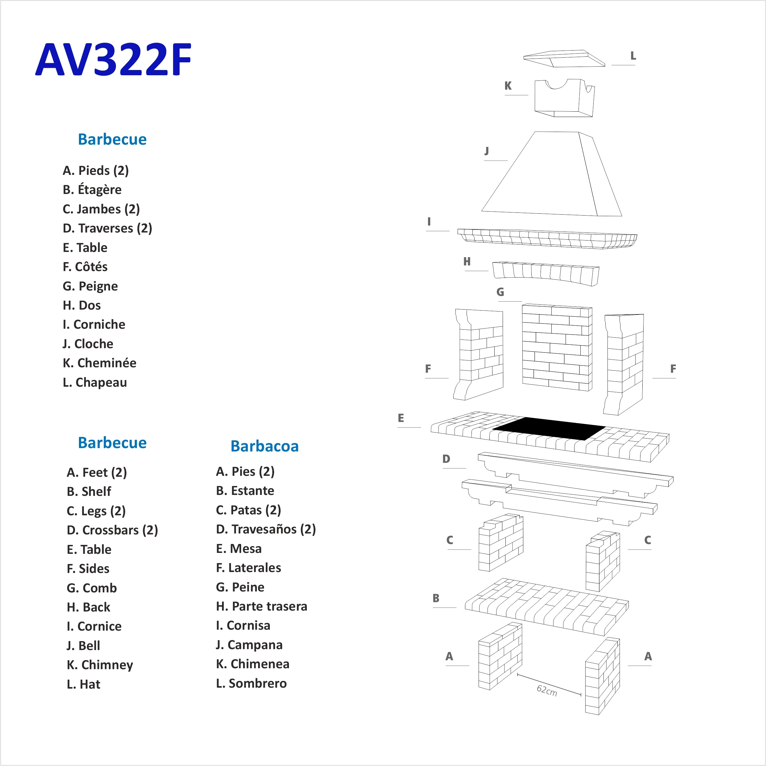 Barbecue en Brique et en Beton AV322F