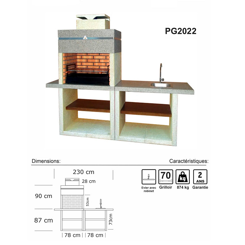 barbecue contemporain moderne avec evier pg2022m