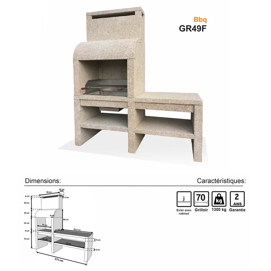 barbecue granit jardin gr49f