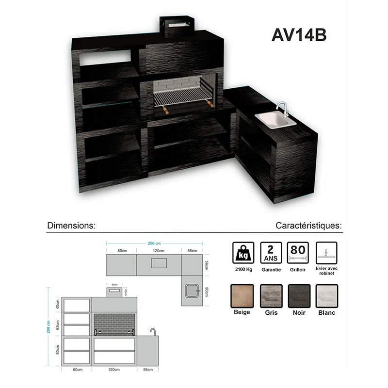 Barbecue Moderne d'angle AV14B