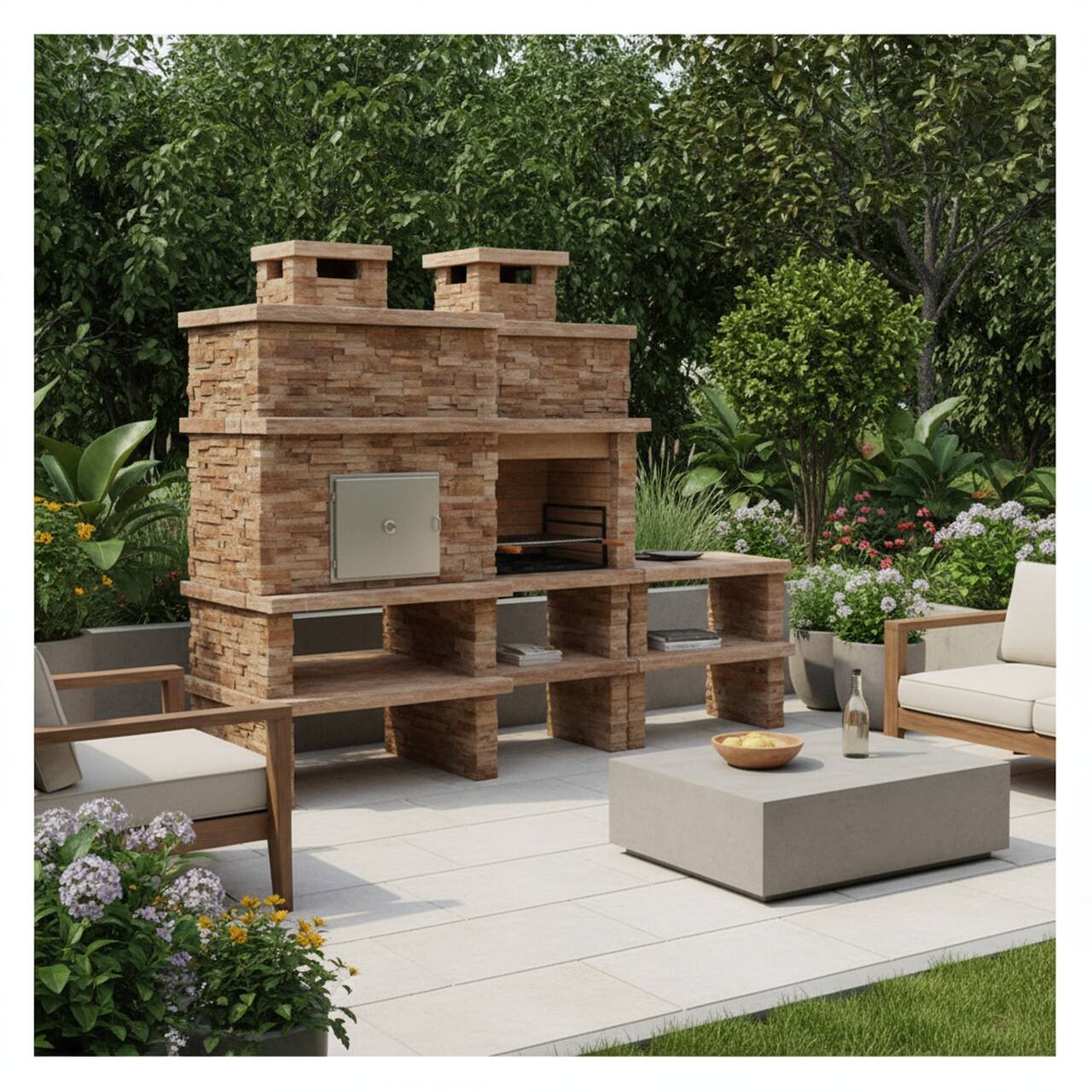 Barbecue en Beton Avec Four a Bois AV280F