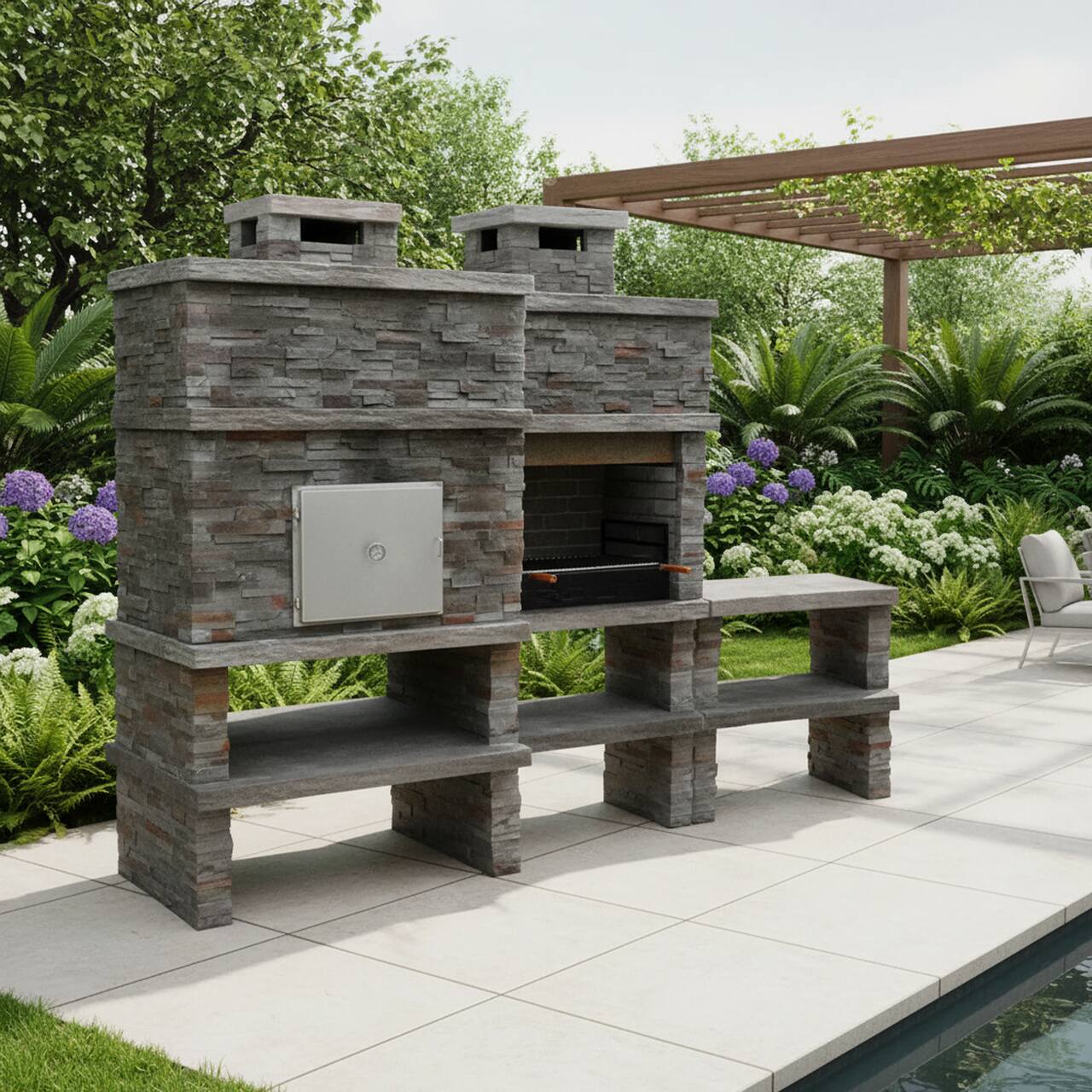 Barbecue en Beton Avec Four a Bois AV280F