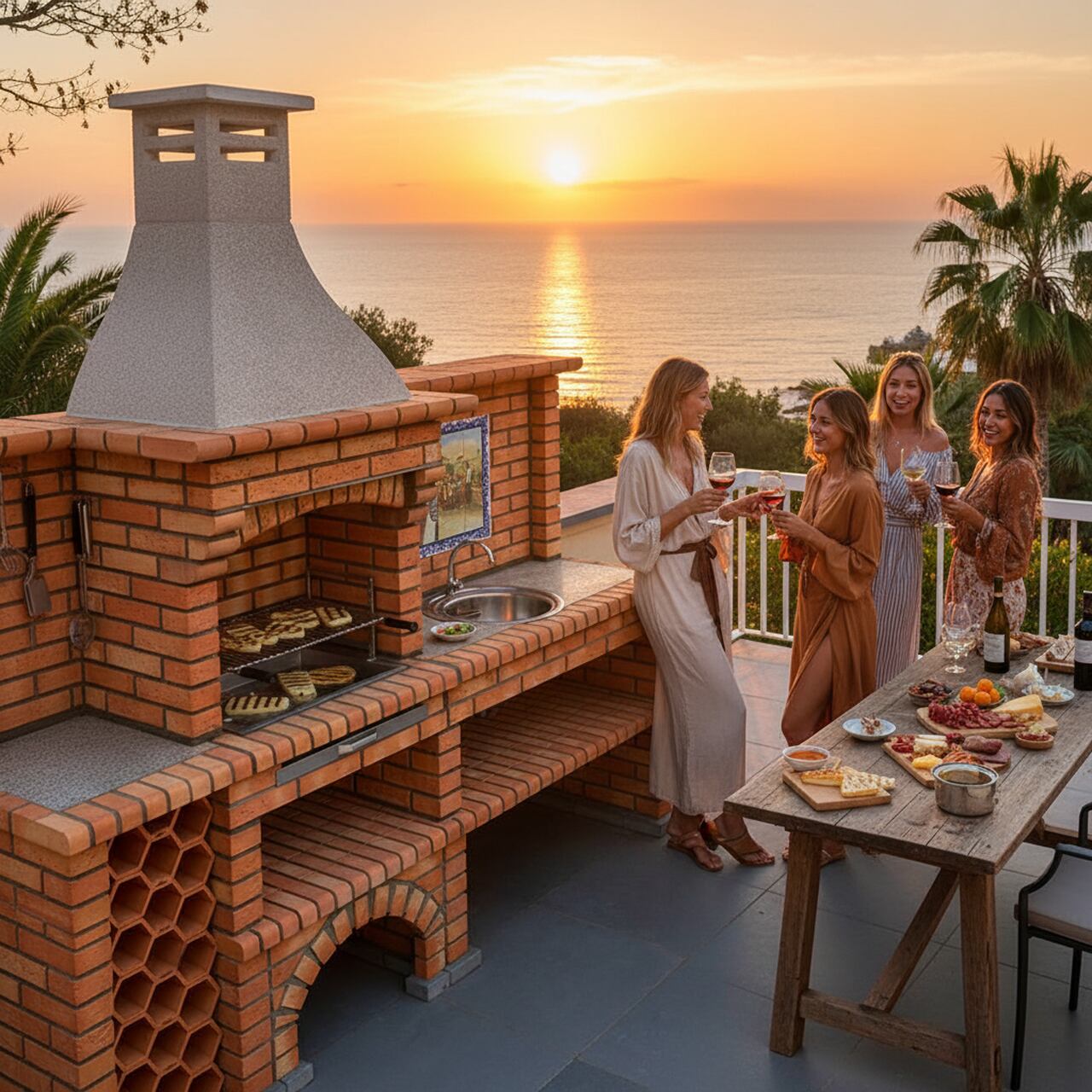 barbecue en brique avec evier 