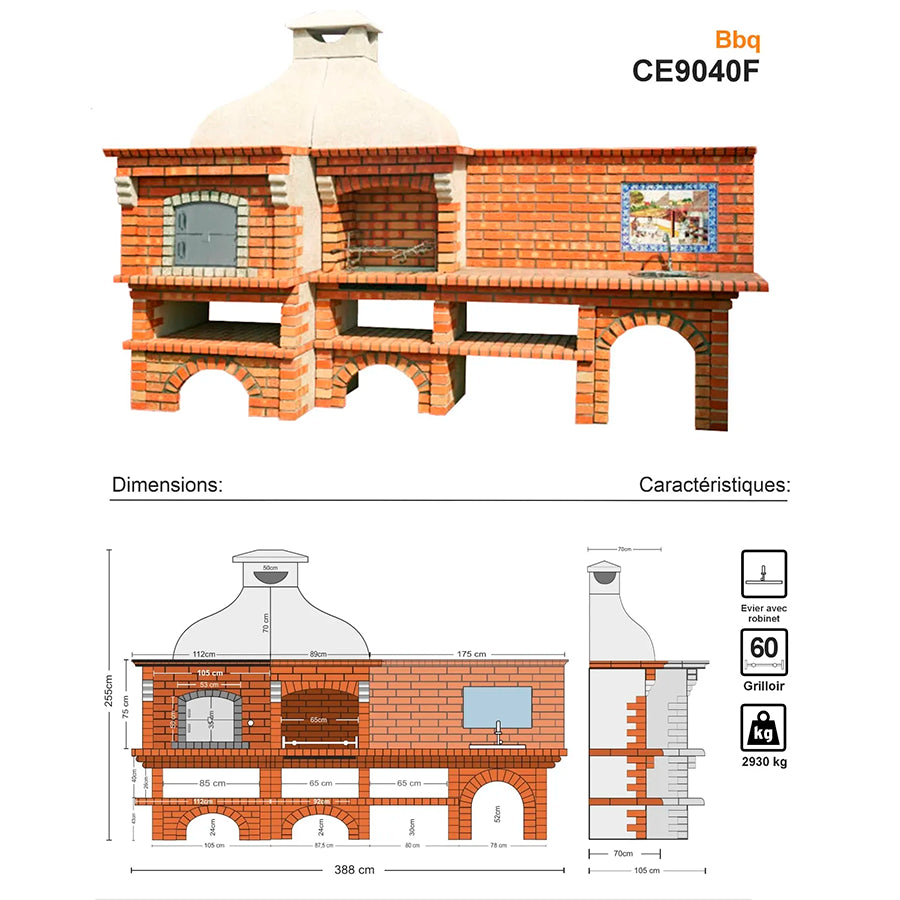Barbecue en Brique avec four et évier 