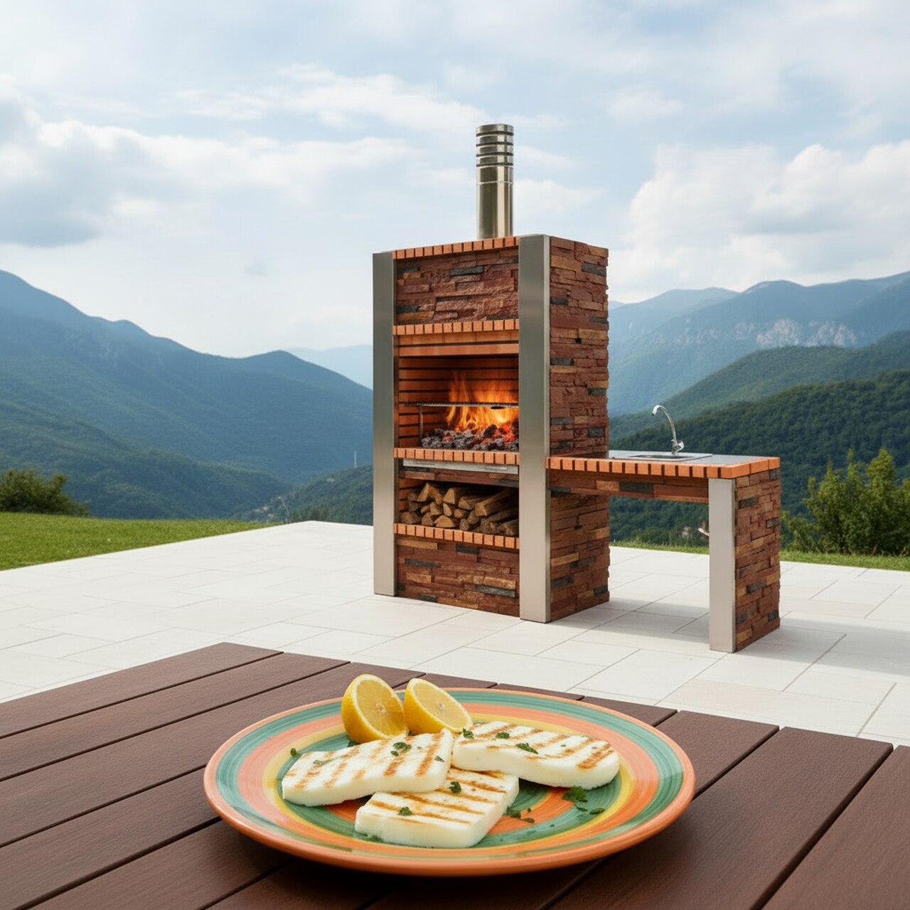 Barbecue en Pierre avec Plan de Travail 