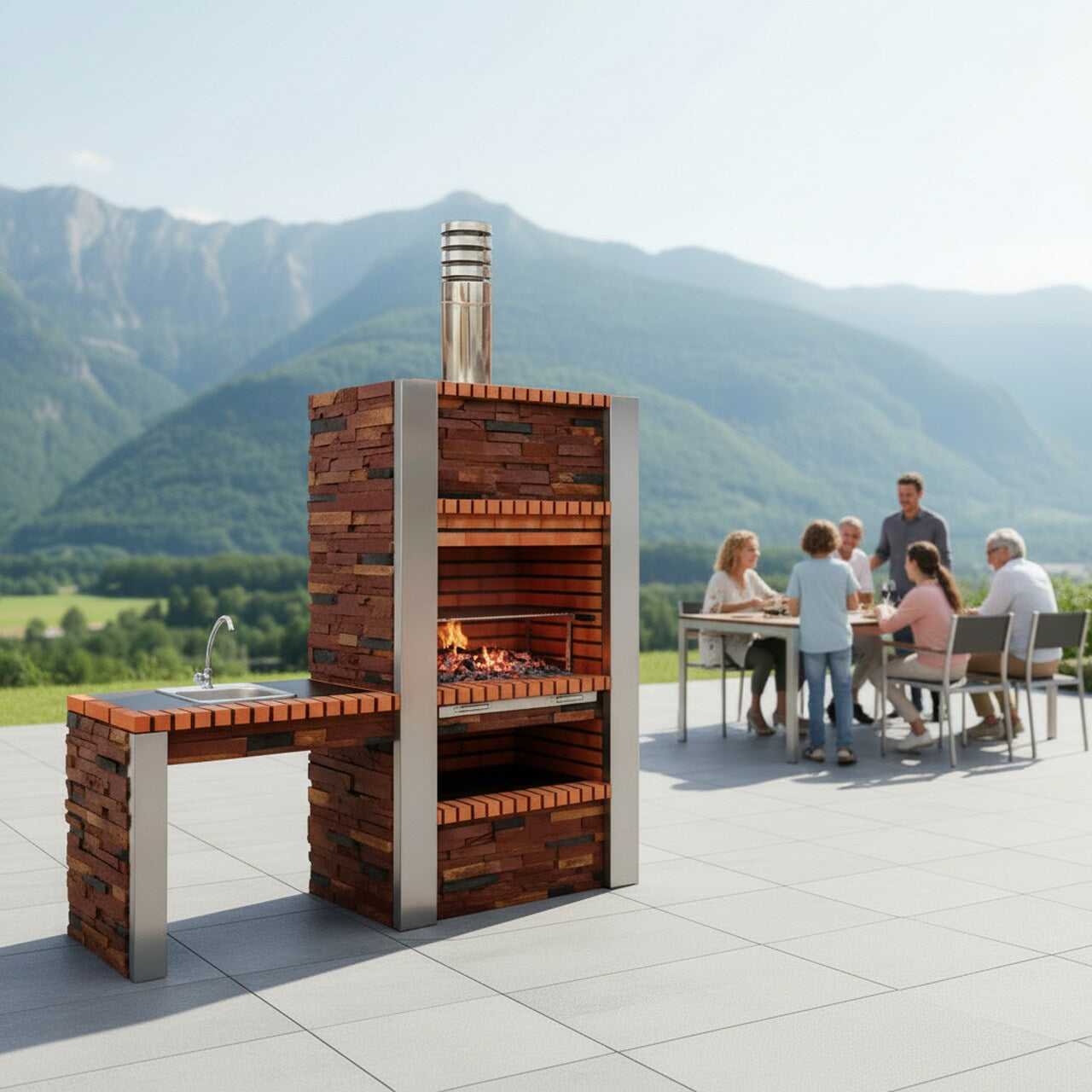 Barbecue en Pierre avec Plan de Travail 