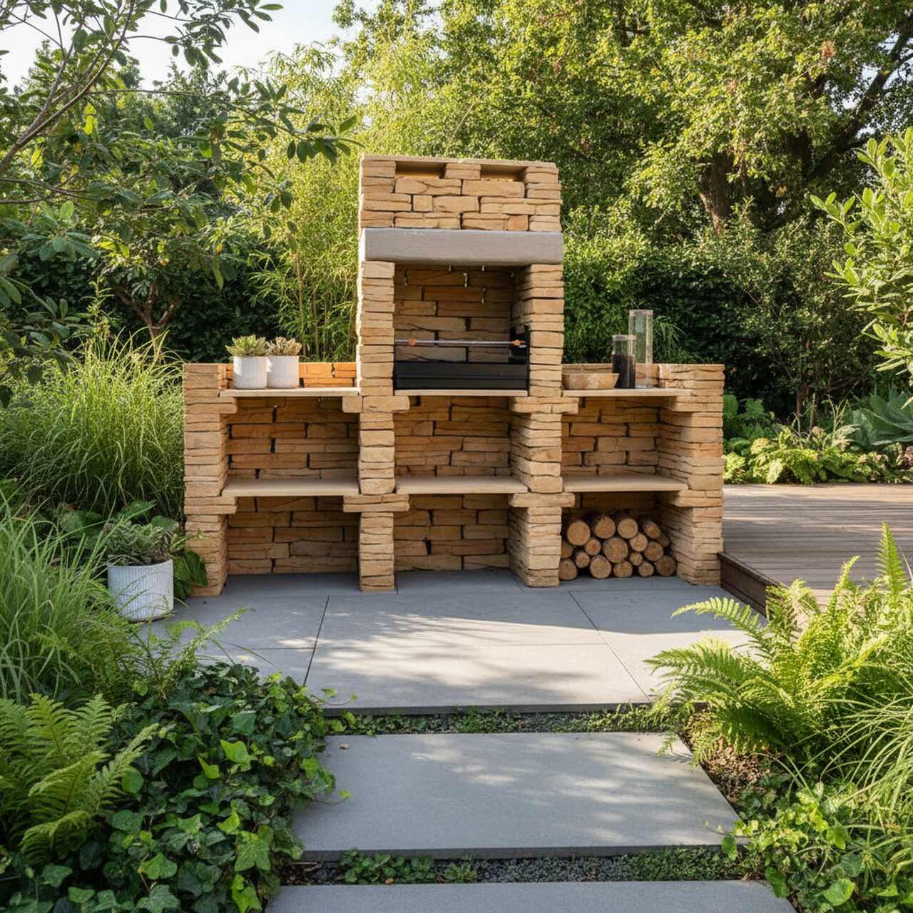 Barbecue en Pierre avec Plans de Travail FB004F