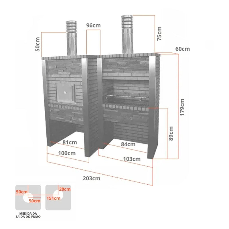 Barbecue en Pierre et Briques avec Four 4