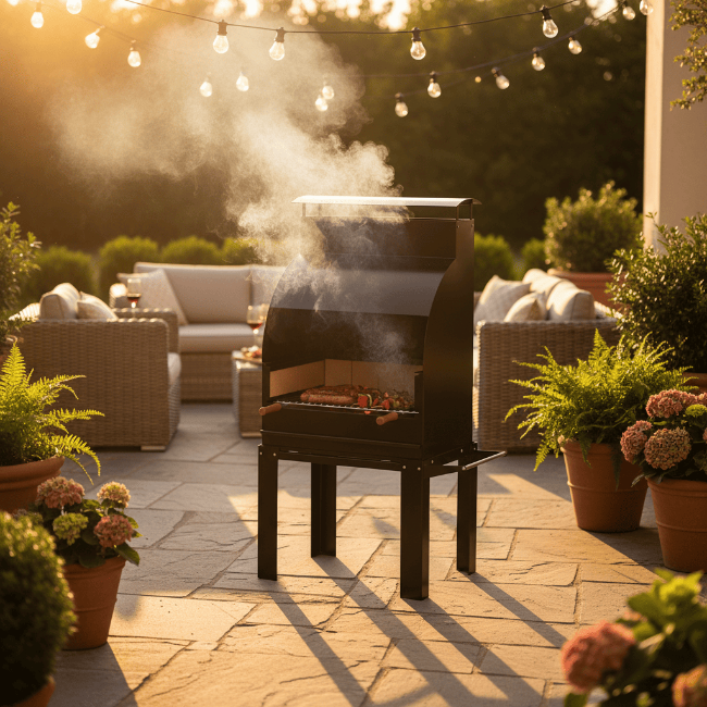 Barbecue en métal et en briques AC88F