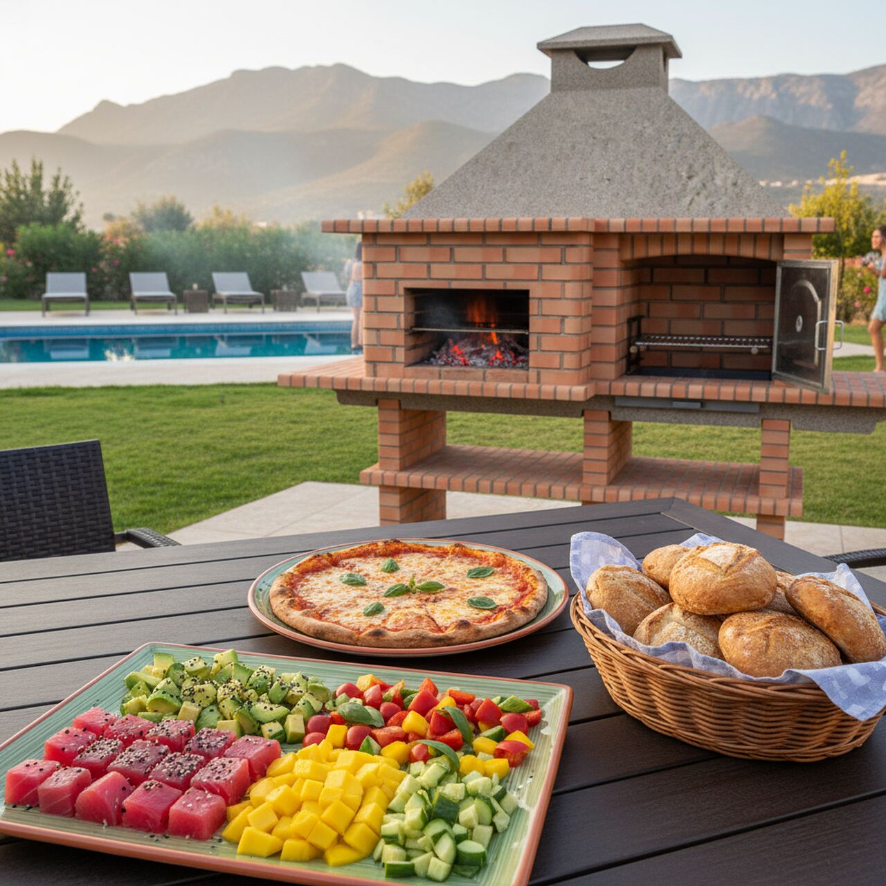 Barbecue fixe avec four a pain et pizza 